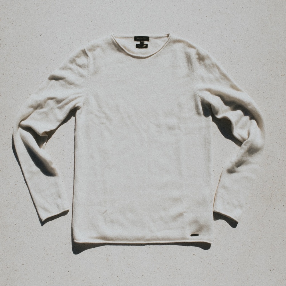 Massimo Dutti cream 100% cashmere crewneck sweater rollneck small